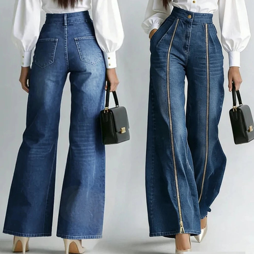 Casual High Waist Vintage Wide Leg Jeans
