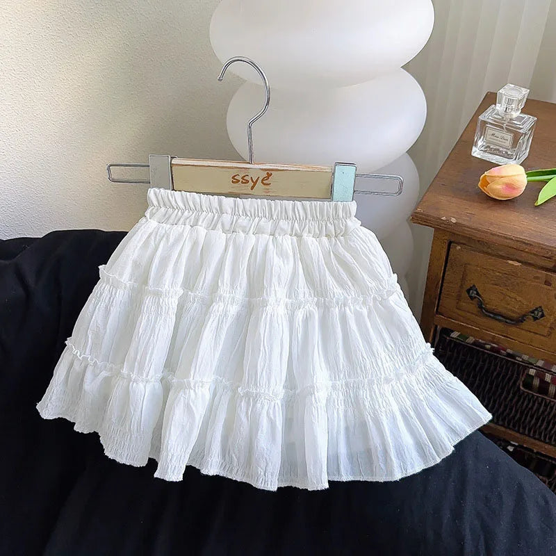Summer Elastic Waist Layered Girls Short Skirt