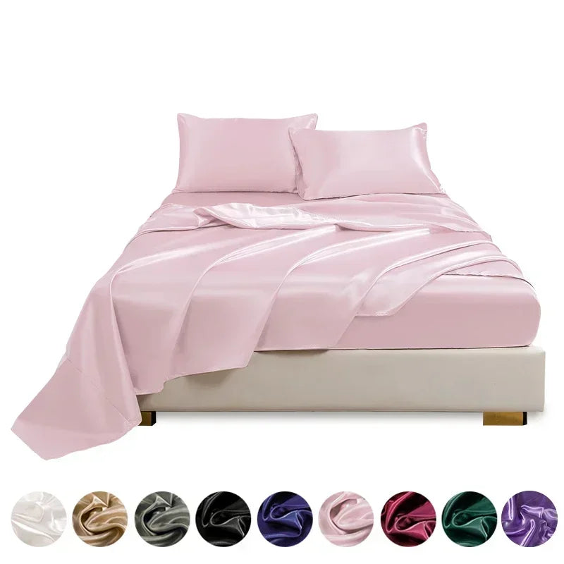 4 Pcs Satin Bed Sheets