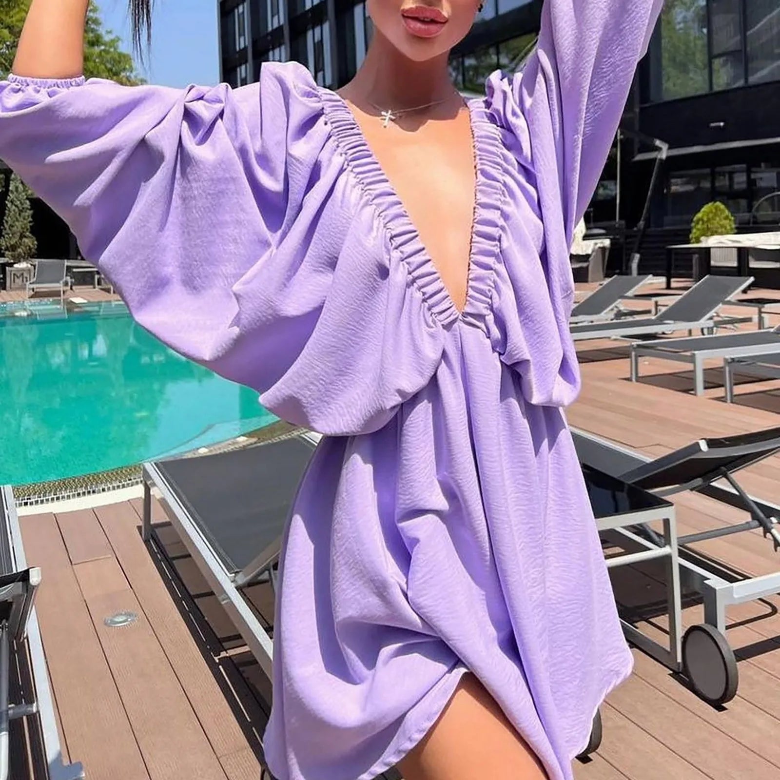 Deep V Neck Dress