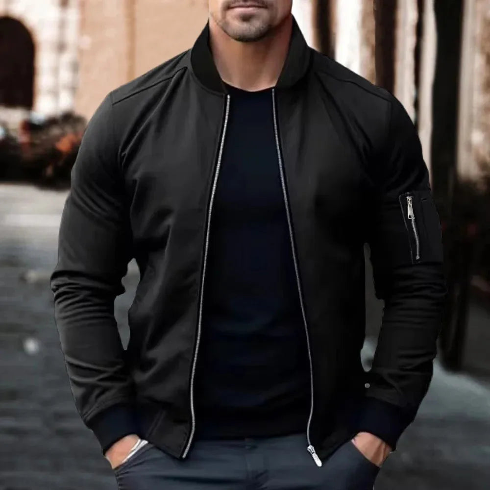 Solid Color Bomber Jacket
