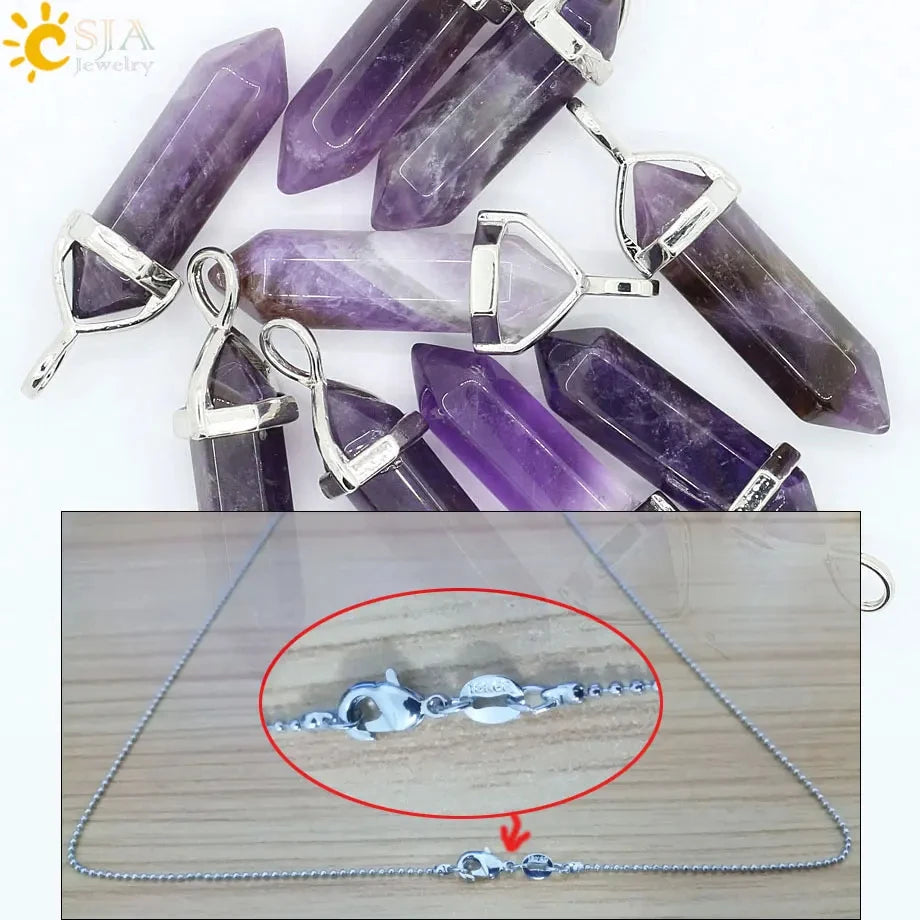 Hexagonal Bullet Crystal Necklaces