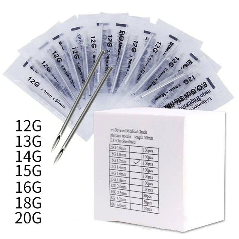 100PCS/Box Disposable 316 Steel Piercing Puncture Needles