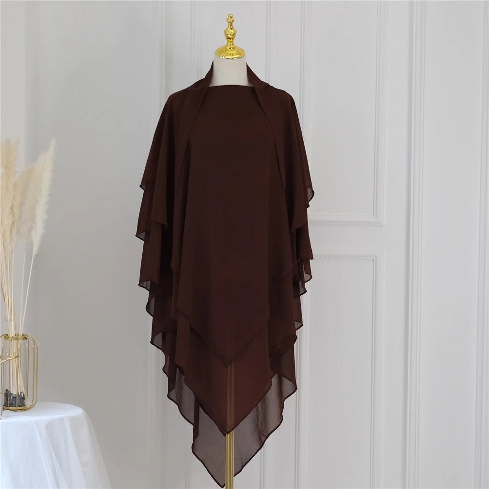 3 Layers Chiffon Hijabs Islamic Clothing Ramadan Eid Headdress