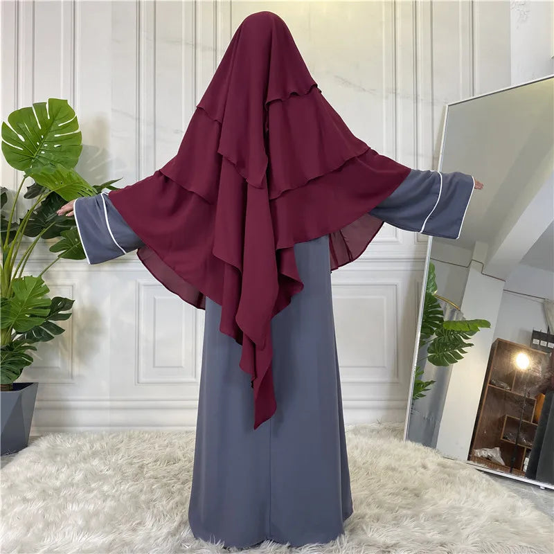 3 Layers Chiffon Hijabs Islamic Clothing Ramadan Eid Headdress