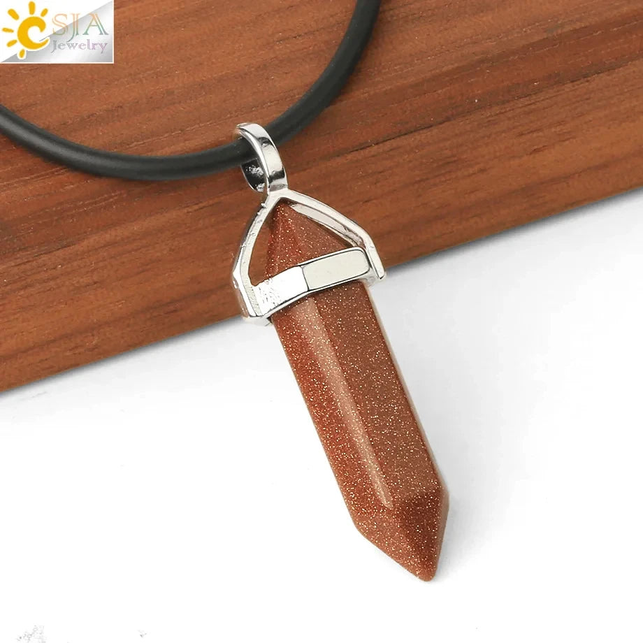 Hexagonal Bullet Crystal Necklaces