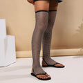 Rhinestone Long Tube Knee Length Socks Boots Sandals