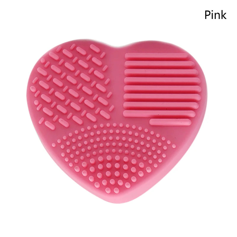 Silicon heart shaped makeup brush cleaner pads