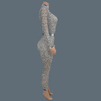 Rhinestone Pearls Spandex Jumpsuit
