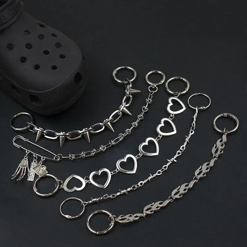 Designer croc Charms Chain Punk Pendant Metal Buckle