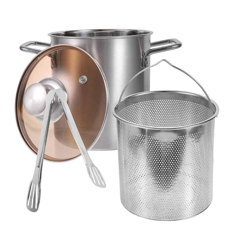 LMETJMA 3L Stainless Steel Deep Frying Pot