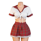 Erotic Costume Lingerie Plaid Night