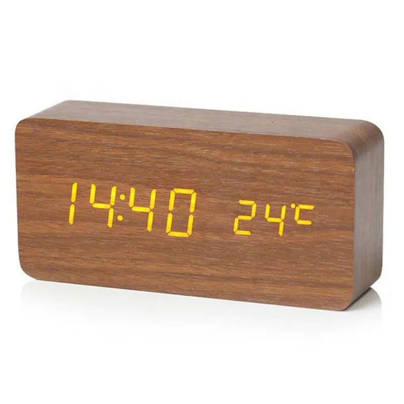 Wooden Digital Alarm Clock, LED Alarm Clock