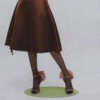 floral round toe slim heel one-piece party sandals