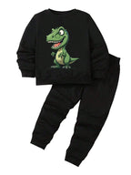 2PCS Boys Dinosaur Print Sweatshirt Outfits