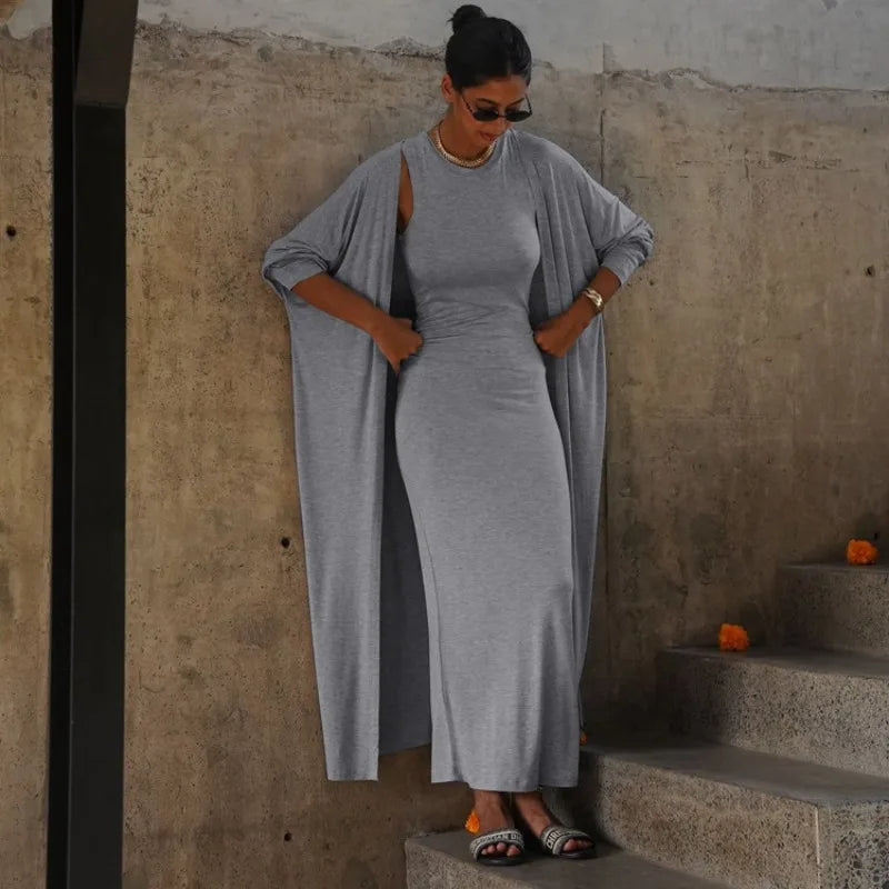 Elegant 2 Piece Bodycon Long Sleeve Cardigan