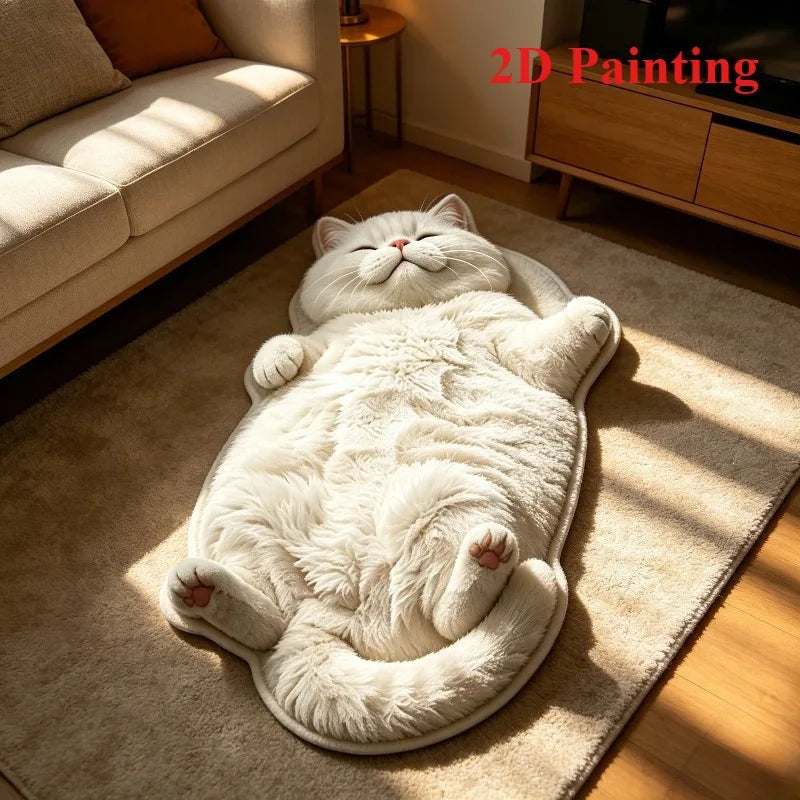 VIKAMA Chubby Lying Tabby Cat Long Rug