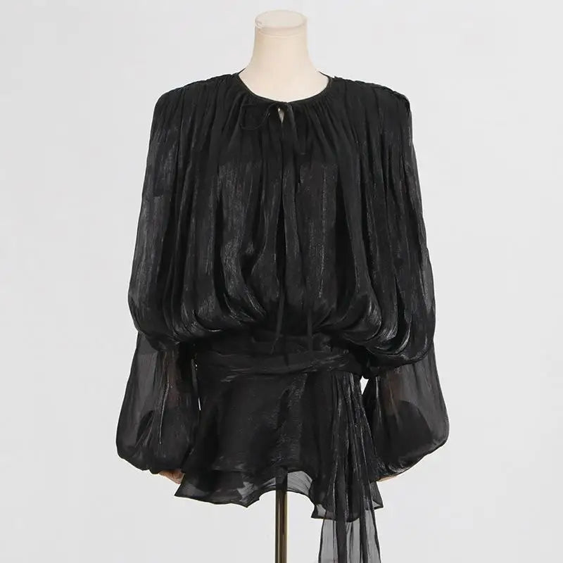 Elegant Chiffon Ruffle High Waist Dress