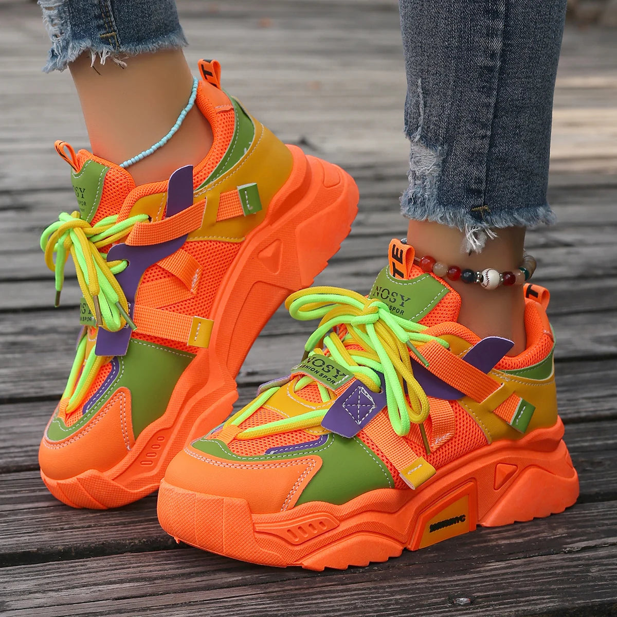 Platform designer sneakers