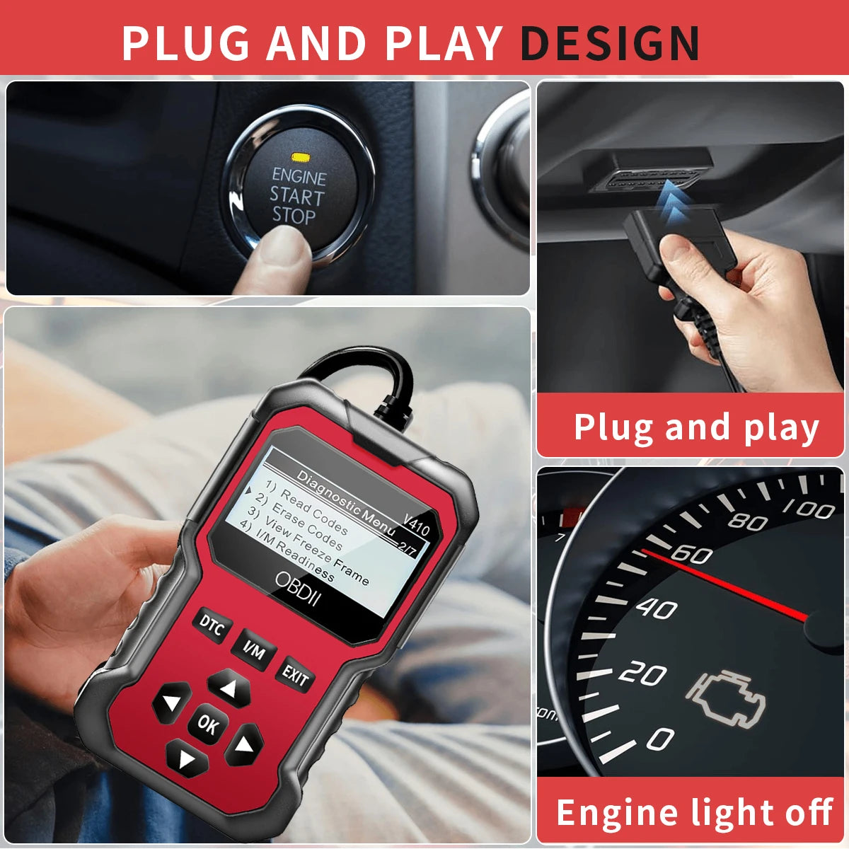 Car Obd2 Scanner Diagnostic Tool Code Reader Engine Fault Code