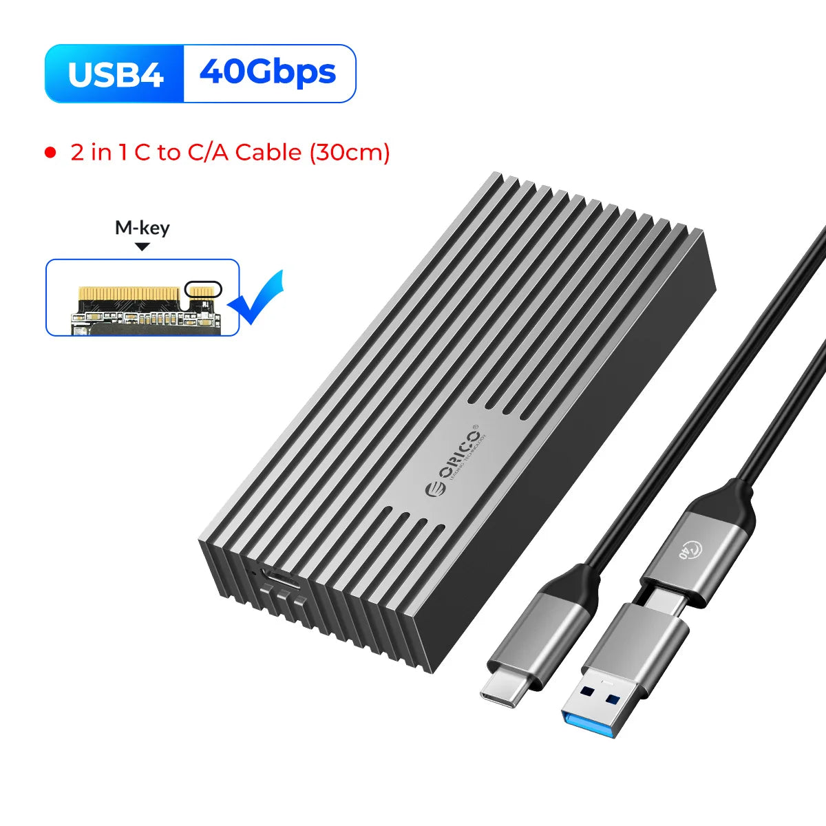 ORICO NVMe M.2 SSD Enclosure USB4 40Gbps PCIe3.0x4