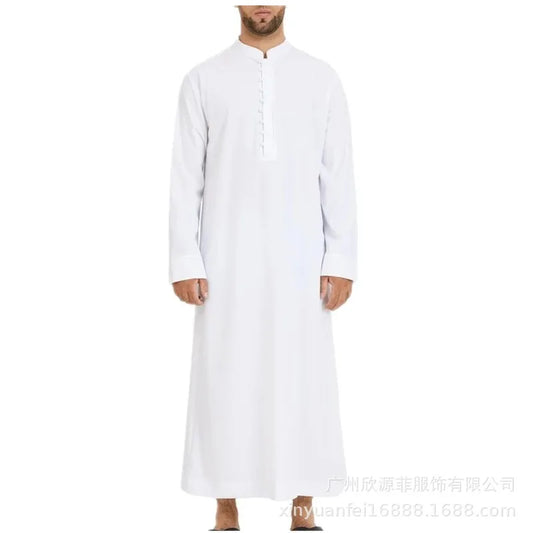 Abaya Dubai Men's Muslim Loose Stand Collar Hui Robe