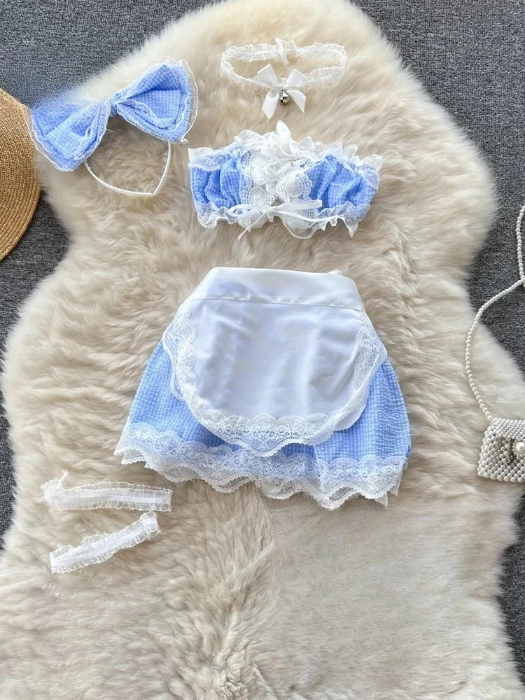 Cosplay Costumes Plaid Lace house maid Skirt