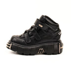 Metal Toe Platform Punk Flats Black Gothic Shoes