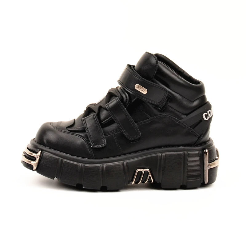 Metal Toe Platform Punk Flats Black Gothic Shoes