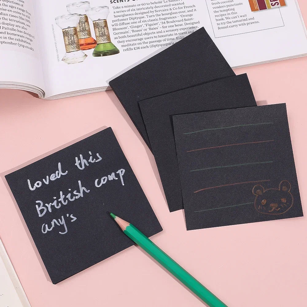 Portable Black Sticky Note Pads