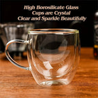 1pc 250ml Premium Double-Walled Borosilicate Glass Coffee Mug