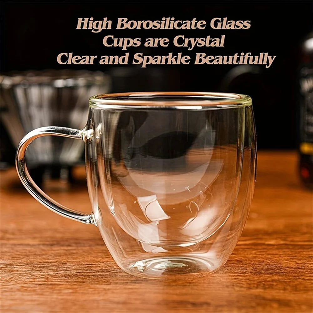 1pc 250ml Premium Double-Walled Borosilicate Glass Coffee Mug