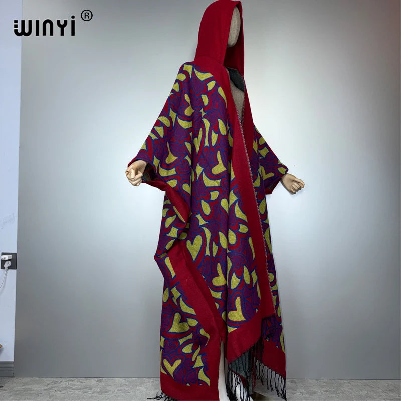 WINYI African boho hooded abaya