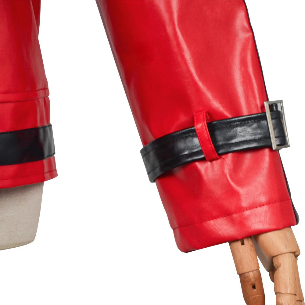 Men Red Faux Leather Impersonator Jacket Retro Pop Star