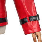 Men Red Faux Leather Impersonator Jacket Retro Pop Star