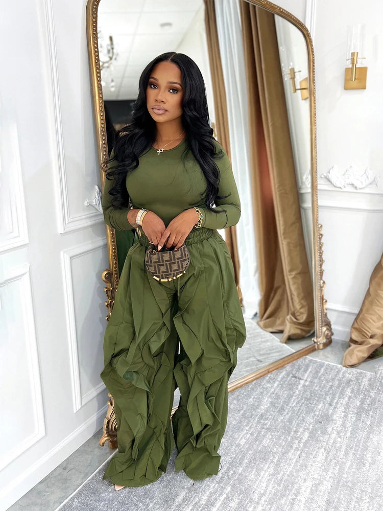 Divine33 ruffle pants Two Piece