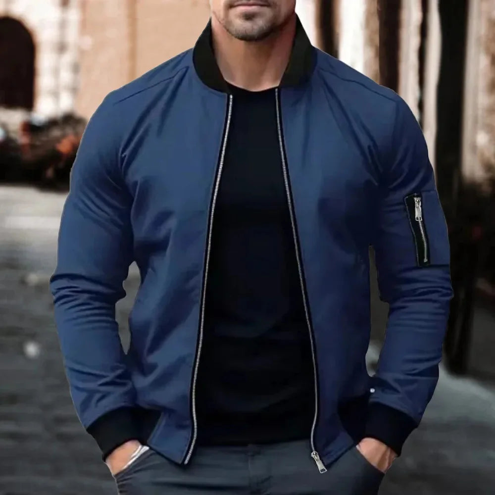 Solid Color Bomber Jacket