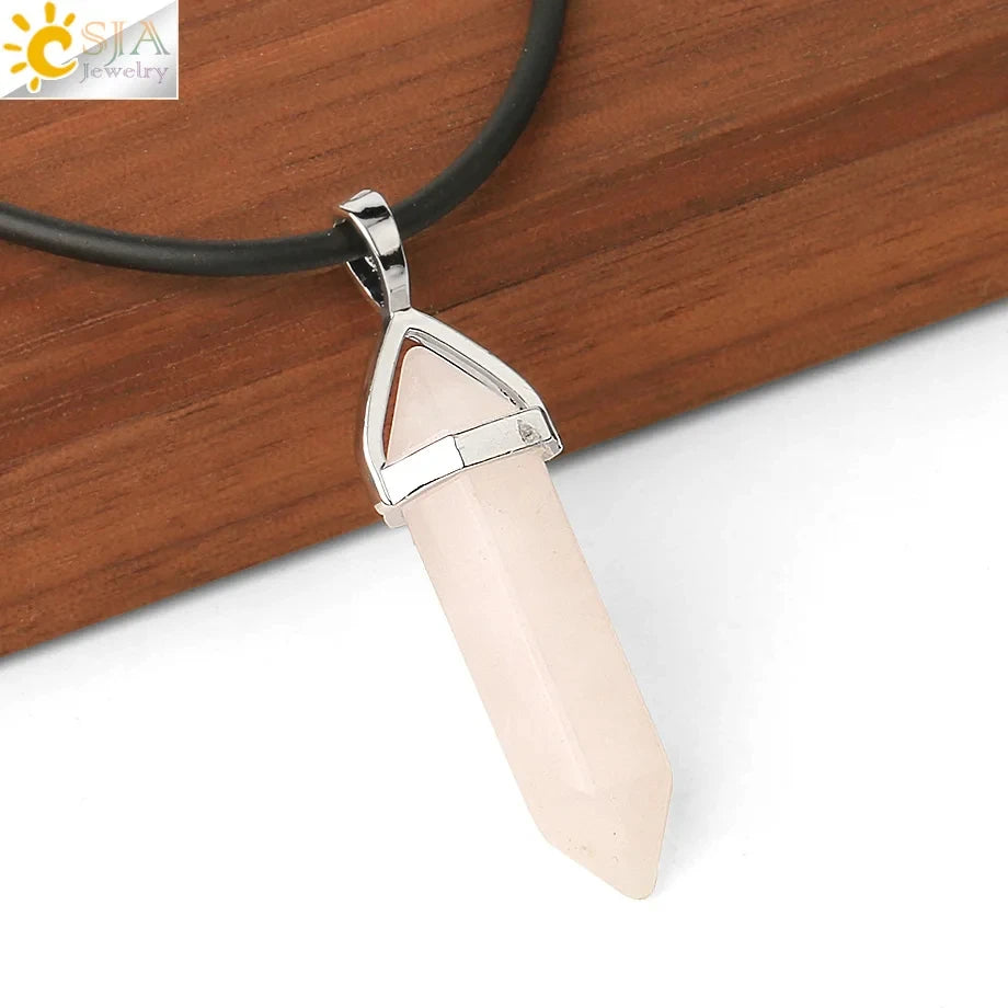 Hexagonal Bullet Crystal Necklaces