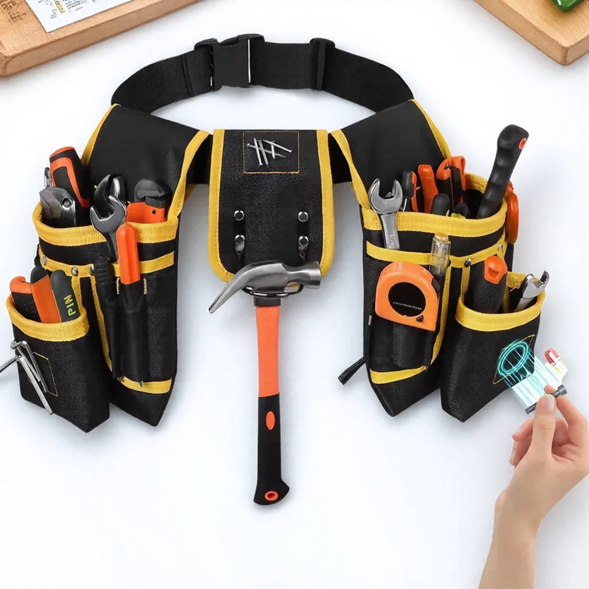 Adjustable Men's 26 Pockets Tool Belt Magnetic Holder
