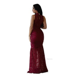 Lace Ruched High Split Maxi  Dress