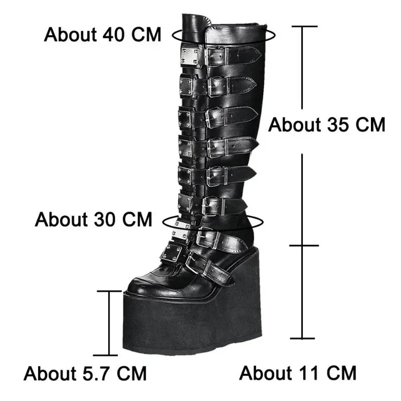 Gothic Platform Wedges High Boots