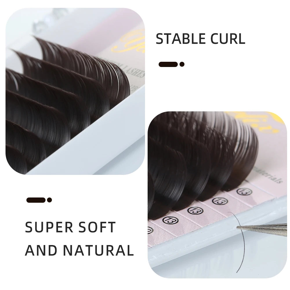 Yelix 16 ROWS Dark Brown Wispy Individual Eyelashes