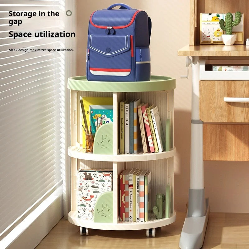 Rolling Rotating Bookshelf Bookcase