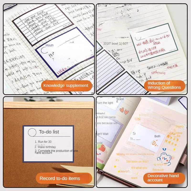 250Sheets Pull-out Sticky Notes Notepad Memo Pad Bookmark Message Marker Sticker Paper Student School Stationery Office Supplies