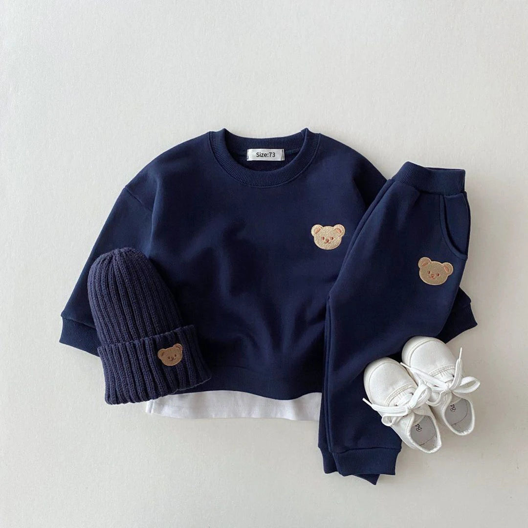 Kids Sports Bear Sweatshirt Pants 2Pcs Suits Outfits