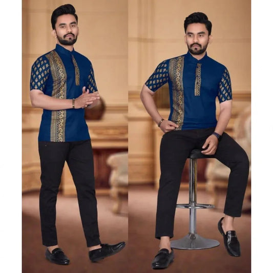 Kurta Men's Muslim Shirt with Embossed Totem