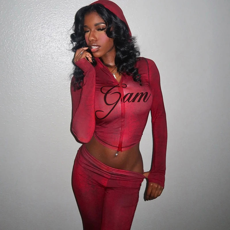 Letter Snake Print Tracksuit 2-Piece Set