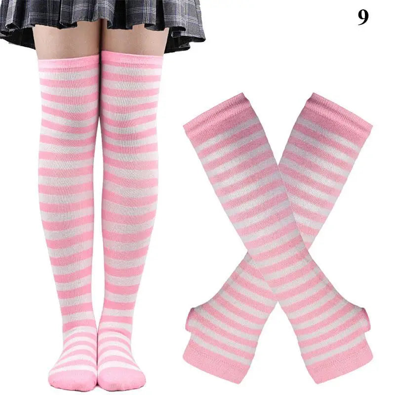 2Pair/ Gothic Punk Over Knee Long Stripe Socks