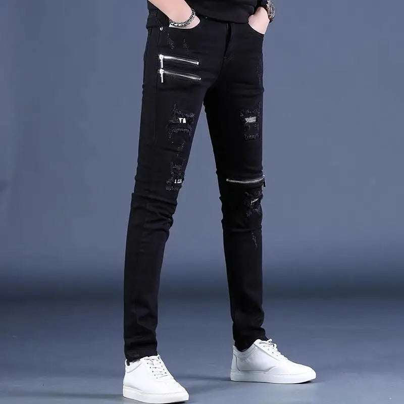 Skinny Jeans knee zipper
