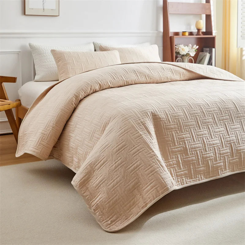 3pcs set, Quilted Cotton Bedspread